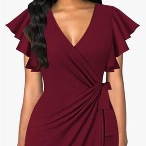 Elegant Burgundy Wrap Dress